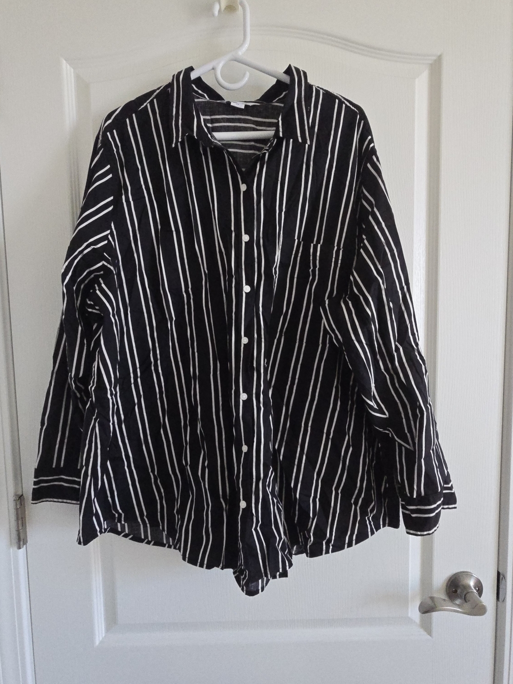 Old Navy Black and White Striped Classic Shirt